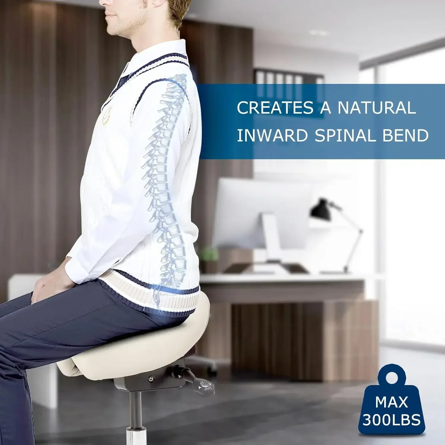 Saddle Chair - Adjustable Saddle Stool for Salon Spa Drafting Tattoo and Lash Tech，chair with lifting wheels, dental chair - view 5