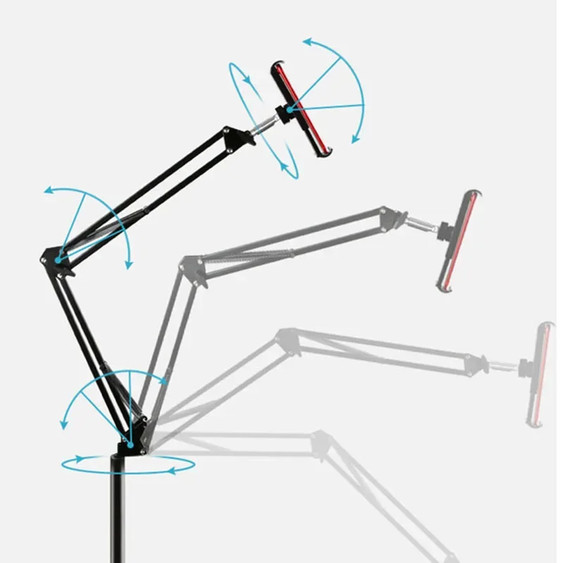 Imagem -03 - Piso Flexível Suporte de Metal Suporte 140cm Longo Braço Tablet Suporte de Suporte de Telefone Pólo Duplo Iphone Ipad Espreguiçadeira de ar Suporte de Montagem de Cama