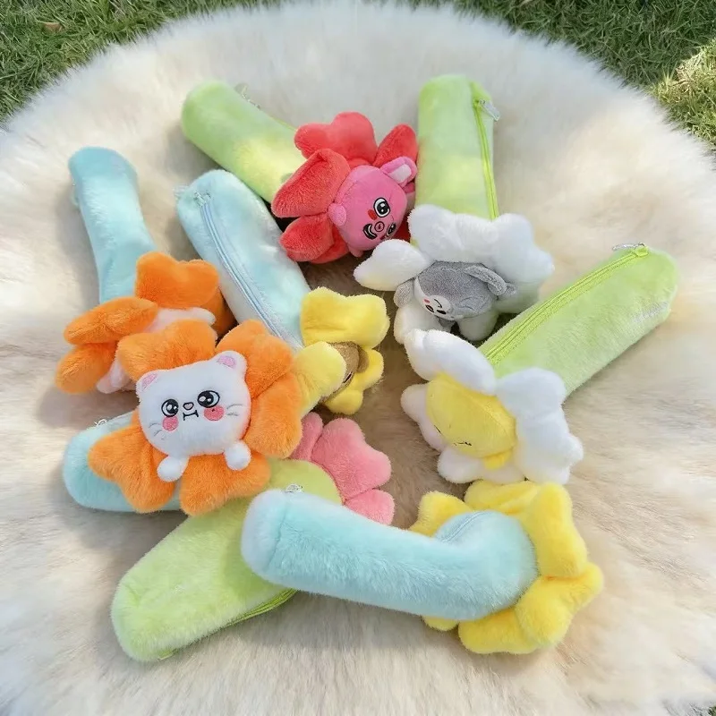 

SKZoo Stray Children Cartoon Change Storage Bag SKZ Plush Flower Pen Bag Doll Wolf Rabbit Cat Stationery Bag Children's Gift
