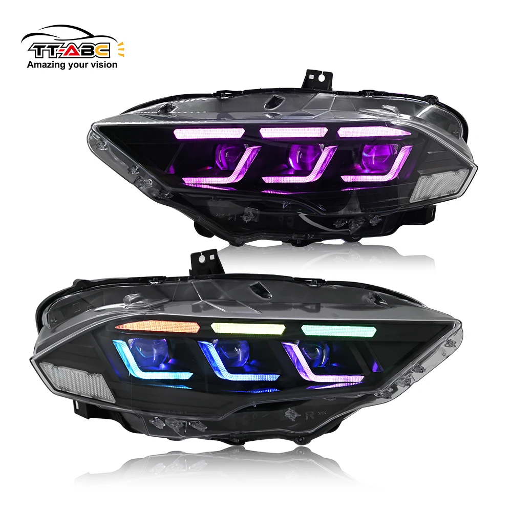 

For Ford Mustang 2018 - 2022 RGB LED Headlight New Car Accessories Regular Style Head Lamp