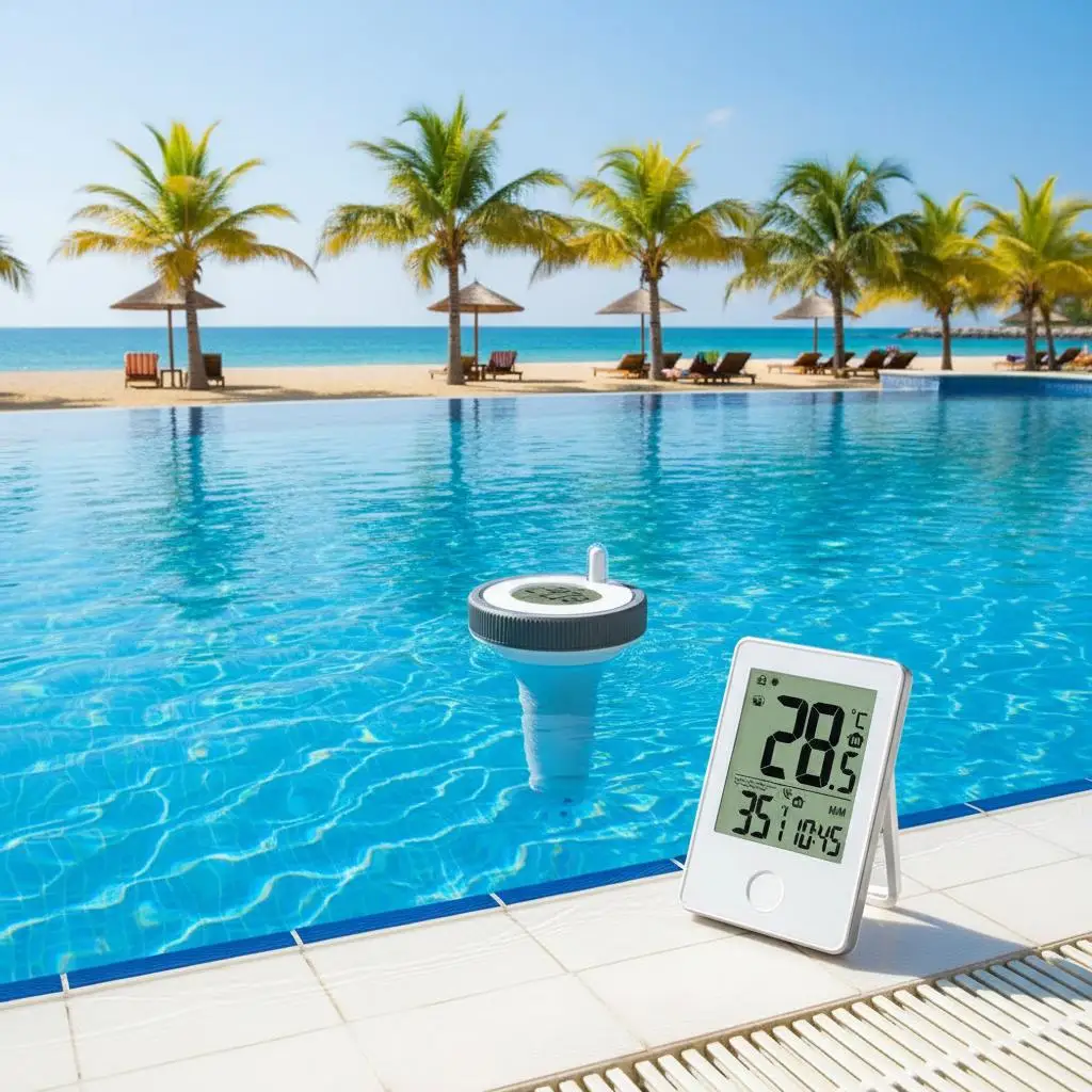 

Беспроводной плавающий термометр для бассейна, цифровой беспроводной с ЖК-дисплеем, большая температура, монитор, беспроводной термометр для пруда