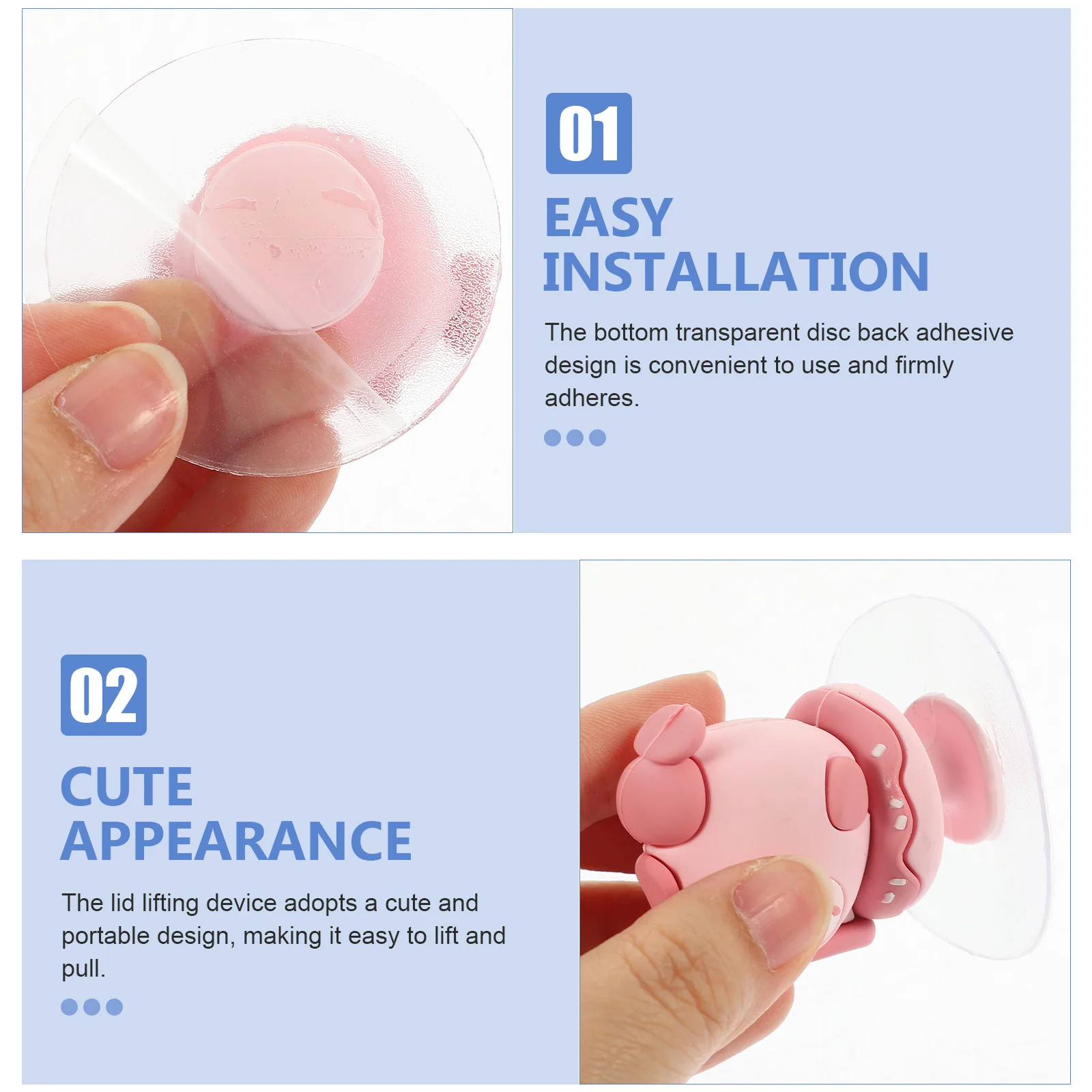 

3pcs Toilet Cover Lifter No Punching Sticky Design Easy Install Lavatory Lifting Knob For Bathroom Decorative Home Use