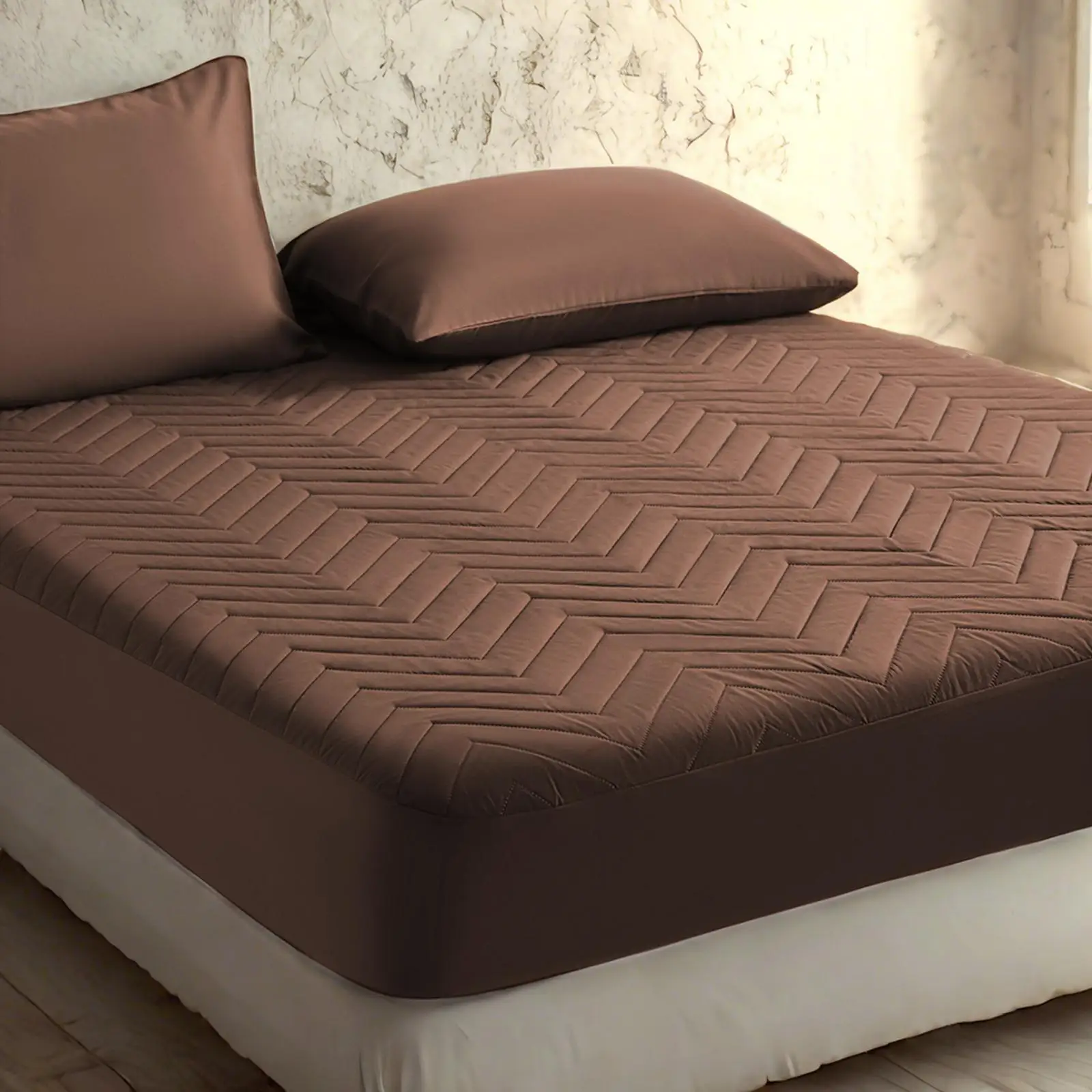 Waterproof Quilted Mattress Protector Cover Thick Soft Breathable Hypoallergenic Anti-Dust Mite TPU Spill-Proof Fitted Bed Sheet 38cm Deep Pocket Machine Washable Twin Queen