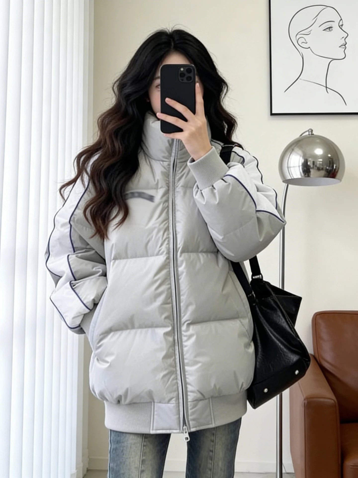 

Ретро-куртка в американском стиле из хлопка с наполнителем, женское утепленное пальто свободного кроя в корейском стиле с длинными рукавами и застежкой-молнией