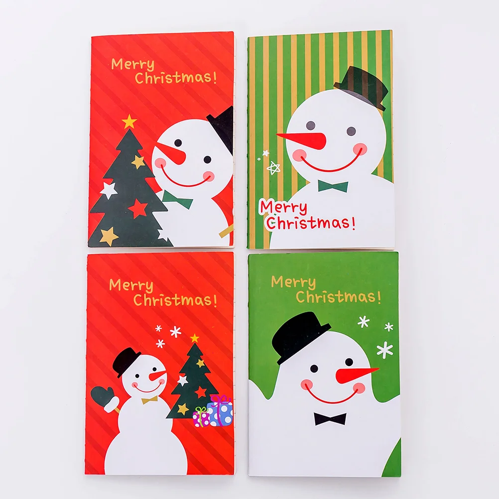 48 Pcs Christmas Snowman Notebook Cartoon Deer The Gift Santa Claus Notebok Bulk Notepad