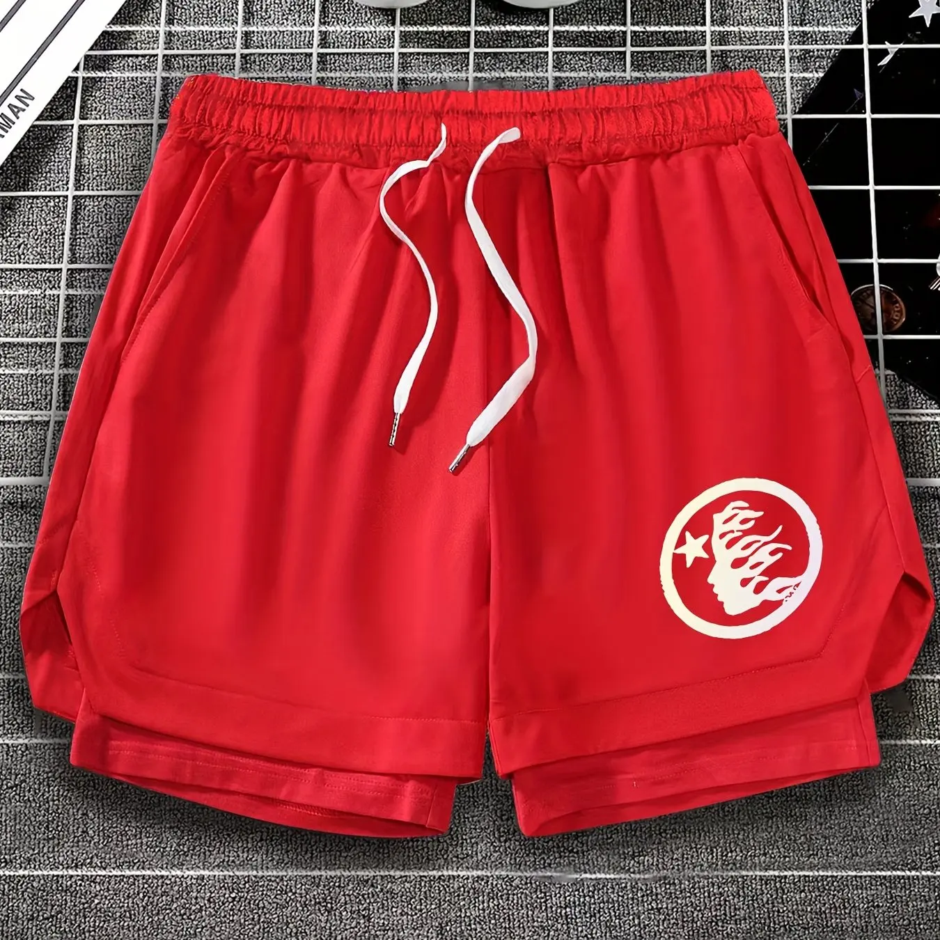 

2025 Summer Hot-selling New Men's Fashion Trend 3D Printing Double-layer Sports Shorts Gym Casual Training Quick-drying Shorts