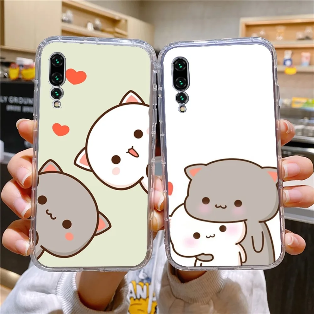 Peach Mochi Cat Cartoon Phone Case For Xiaomi 11 Redmi Note 11 5G 8T 9A 9 10T Note8Pro Note9 12SUltra Transparent Case