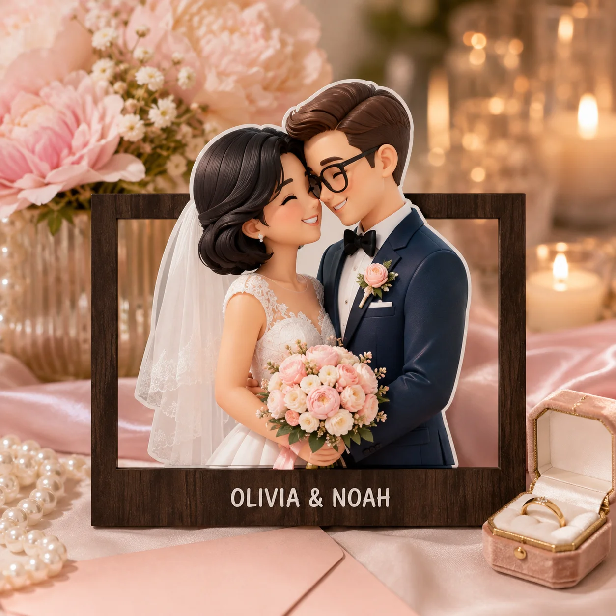 Personalized Custom Wooden  Figure, Cartoon Style Portrait & Pet Custom Plaque, Hollow Wood Frame Desktop Decoration Custom Gift