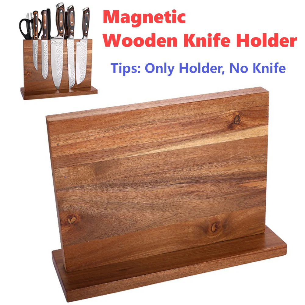 Magnetic Wooden Knife Holder Double-Sided Knife Block Kitchen Storage Knife Holder with Strong Magnets for Knives and Utensils