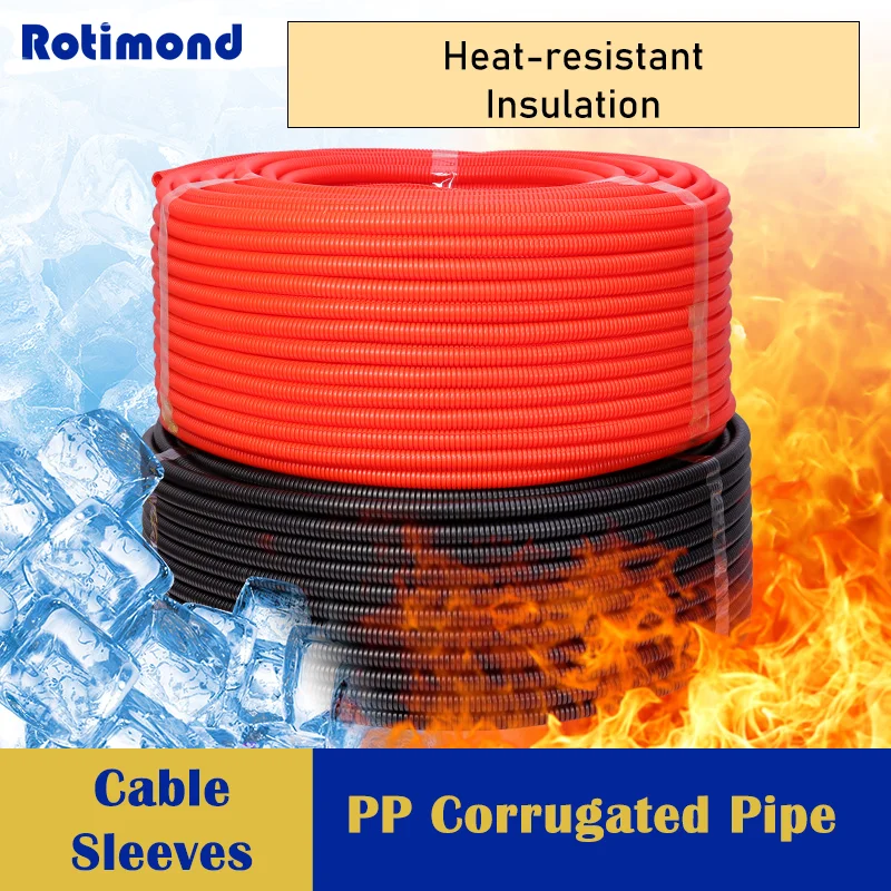 PP Corrugated Conduit Tube AD7.5/10/11.6/13/28.5/34.5mm for Cable Harness Threading Protection Flexible Insulated Wire Sleeving