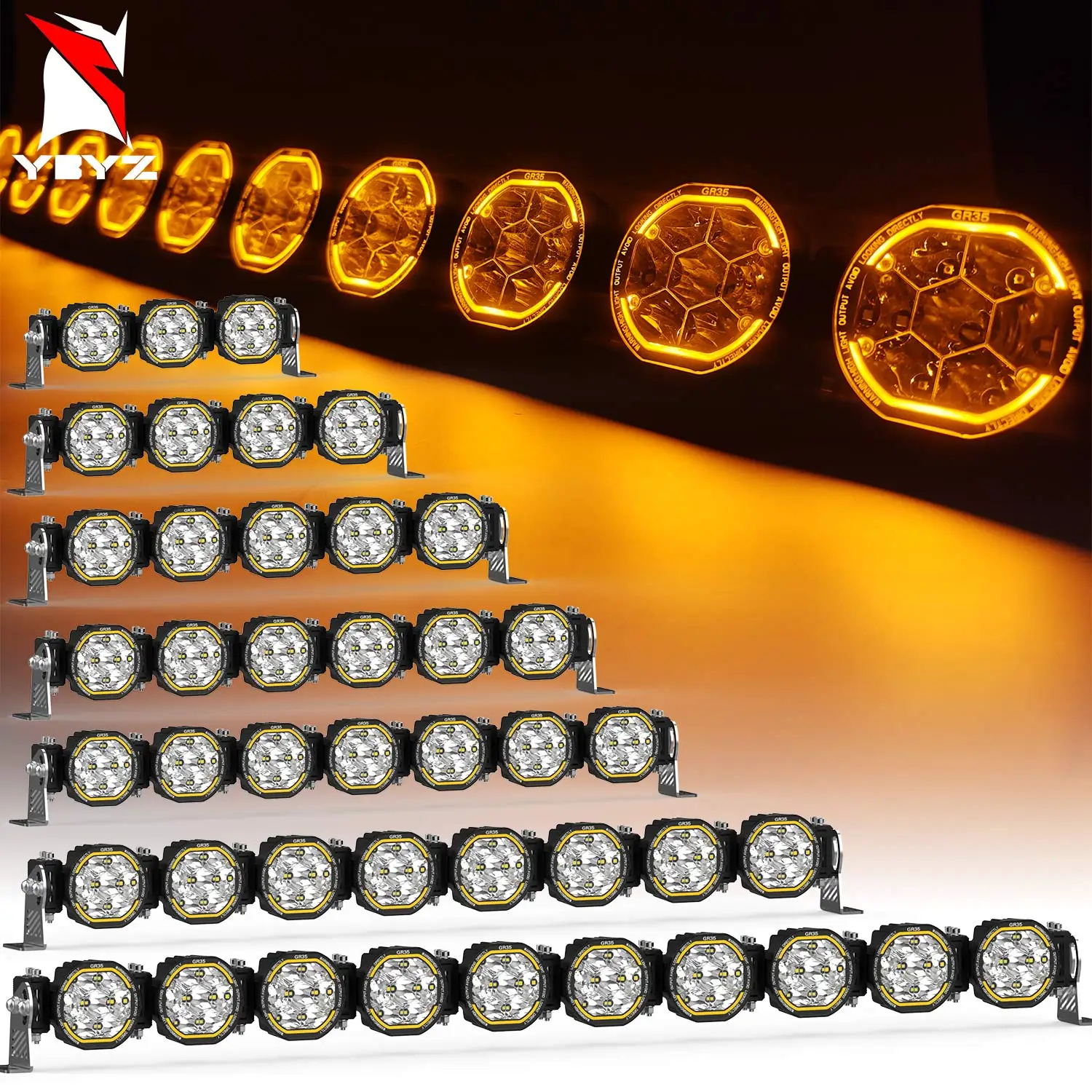 

YBYZ 14"-52" LED Light Bar Linkable offroad LED Light bar Kit LED 4x4 Offroad Light Pods with amber DRL for UTV ATV JEEP Truck