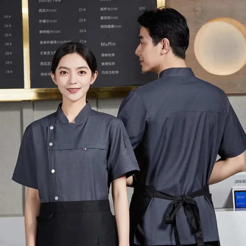 Chef Jacket Hotel Restaurant Work Wear Single Breasted Breathable Bakery Food Service Cooking Sushi Cook Work Wear Custom Logo