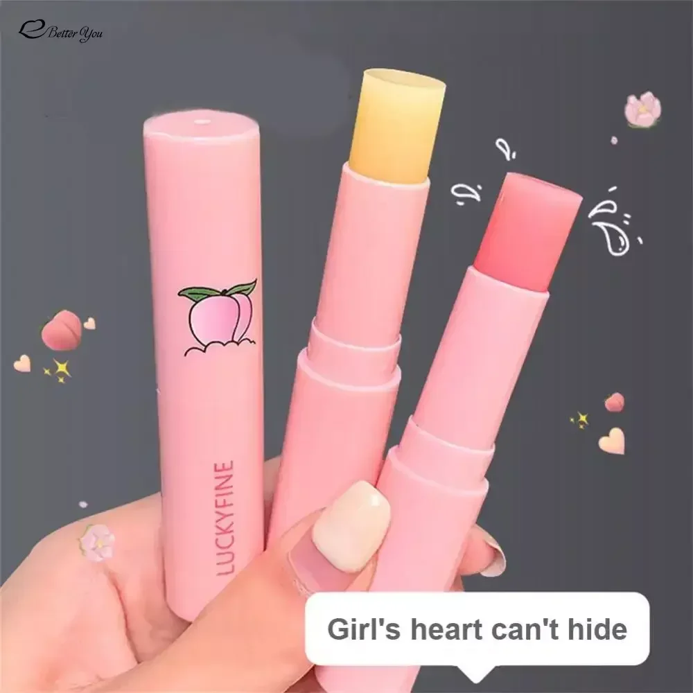 1PC Natural Peach Lip Balm Temperature Change Color Lipstick Moisturizing Hydrates Long-lasting Lip Care Tools Make Up Cosmetics