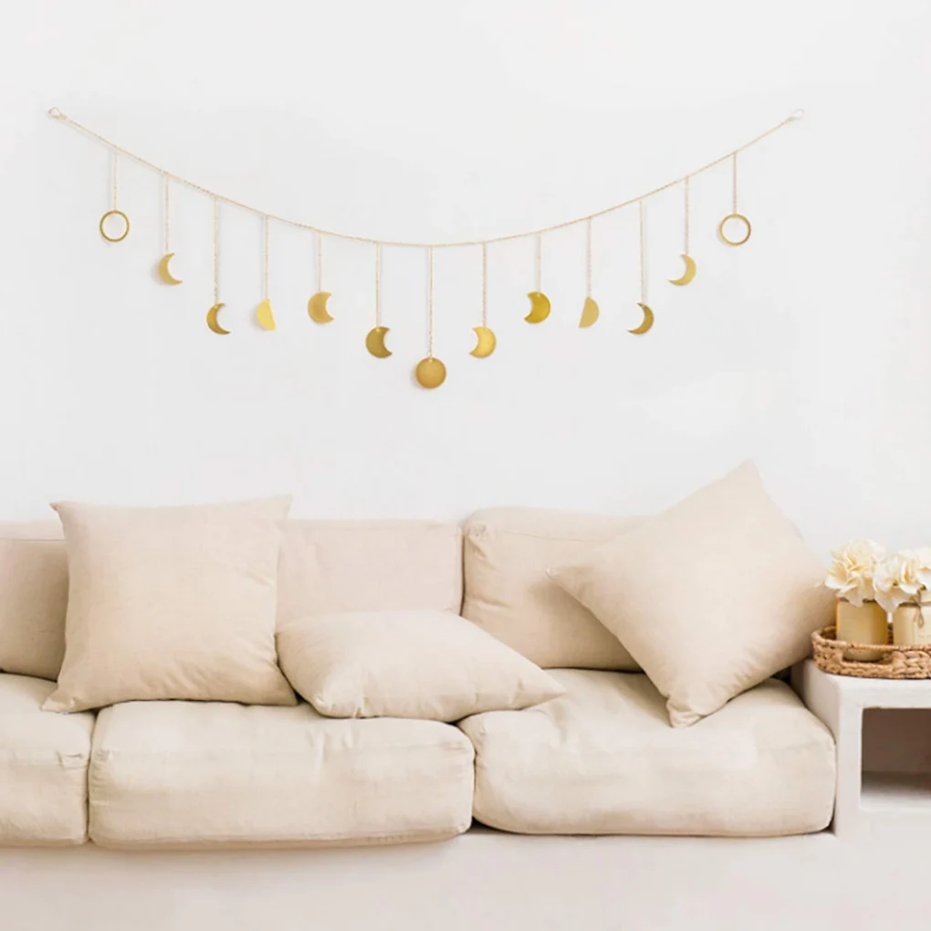 Moon Phase Wall Hanging Decoration Garland Boho Home Art Ornament for Bedroom Living Room, Type 2