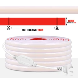 220V COB Led Strip 240 Leds/M 10cm Can Cut Flexible Tape Ribbon White/Nature White/Warm White EU Plug Waterproof Outdoor Decor