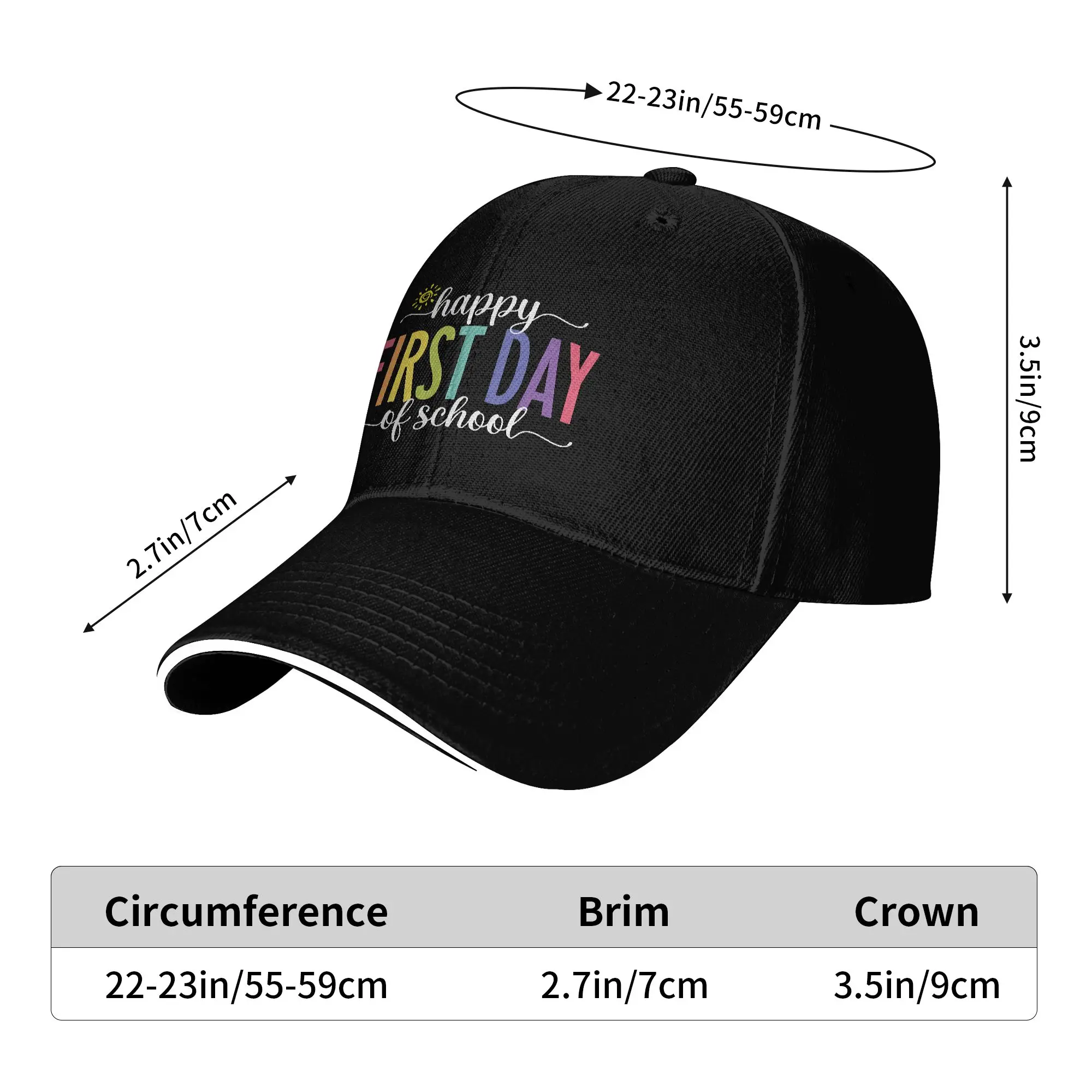 Summer Happy First Day of School Teacher Kids Back to School Baseball Cap Fitted Trucker Hat Unisex-Teens Sun Baseball Caps