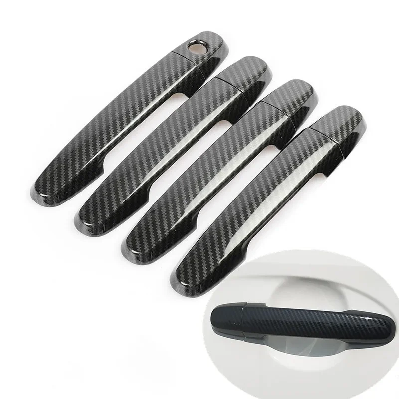 

For Toyota VIOS 2002 - 2017 XP40 XP90 XP150 Belta Chrome Carbon Fiber Car Door Handle Cover Trim Car Styling Accessories