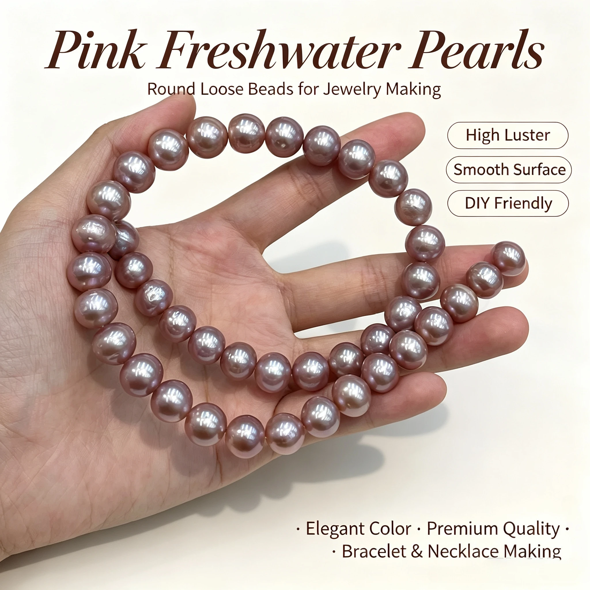 Natural Freshwater Pearl Big Round Purple Beads—Size 10–12mm Women Jewelry Making DIY Necklace Bracelet Earrings Accessory
