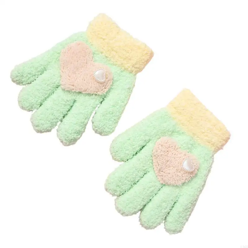 D5QA Washable Kids Winter Gloves Winter Full Finger Gloves Winterproof Fleece Gloves Practical & Trendy for Boys & Girls