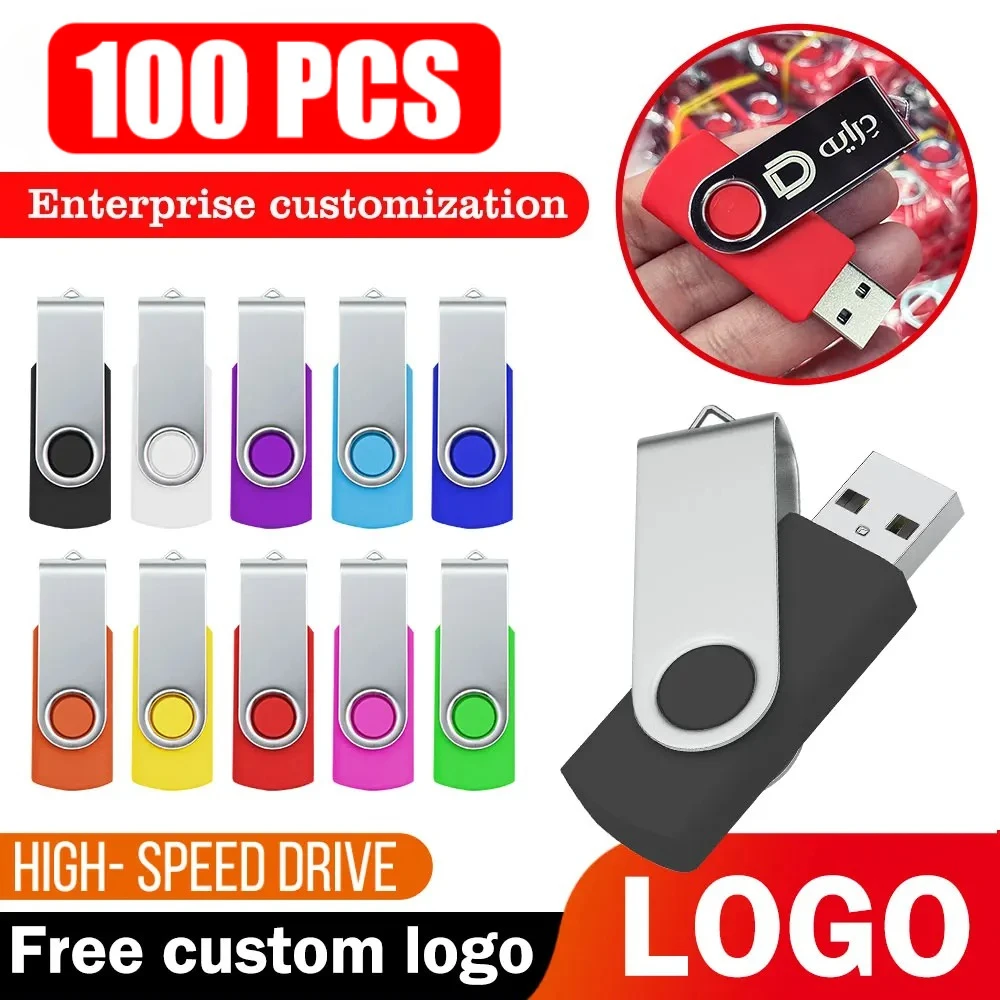 

100PCS/lot USB Stick Mini Pen Drive USB Flash Drives 4GB 2GB 1GB Pendrive 64gb 32gb 16gb Metal Disk Cle USB Free Custom Logo 8GB