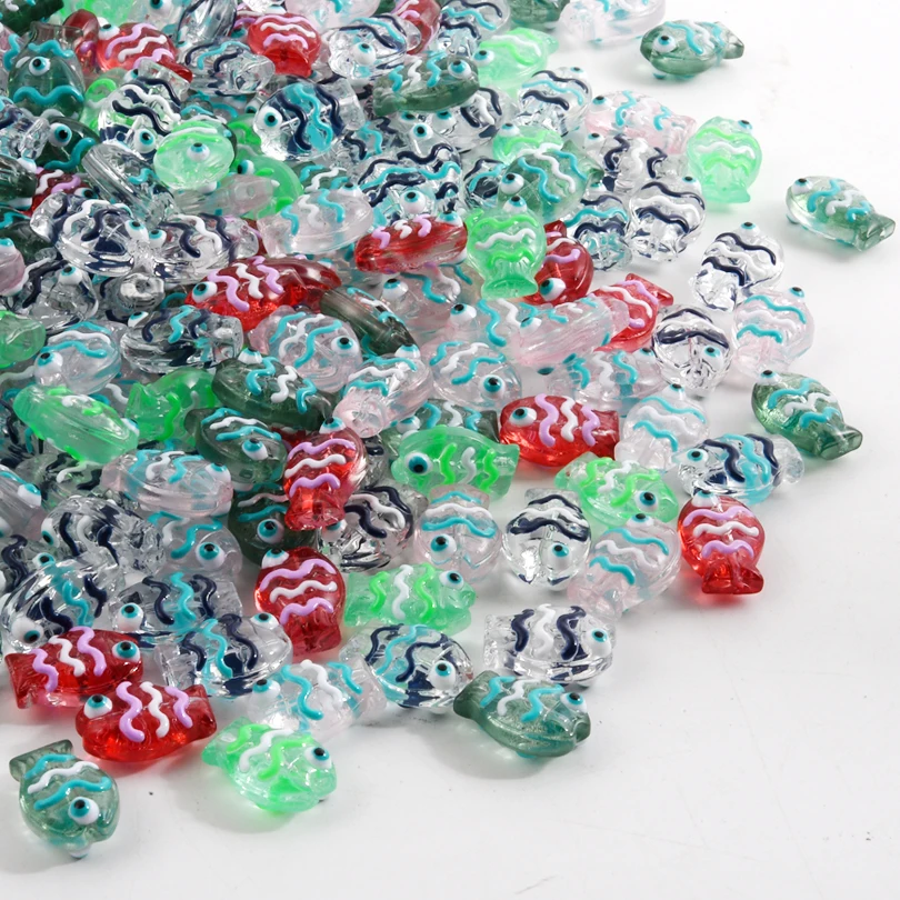 5 قطعة/الوحدة الزجاج الملون اليدوية صنع قلادة سوار إكسسوارات فضفاض خزر عازل النحل الأسماك جراد البحر كراب مجوهرات المواد #5