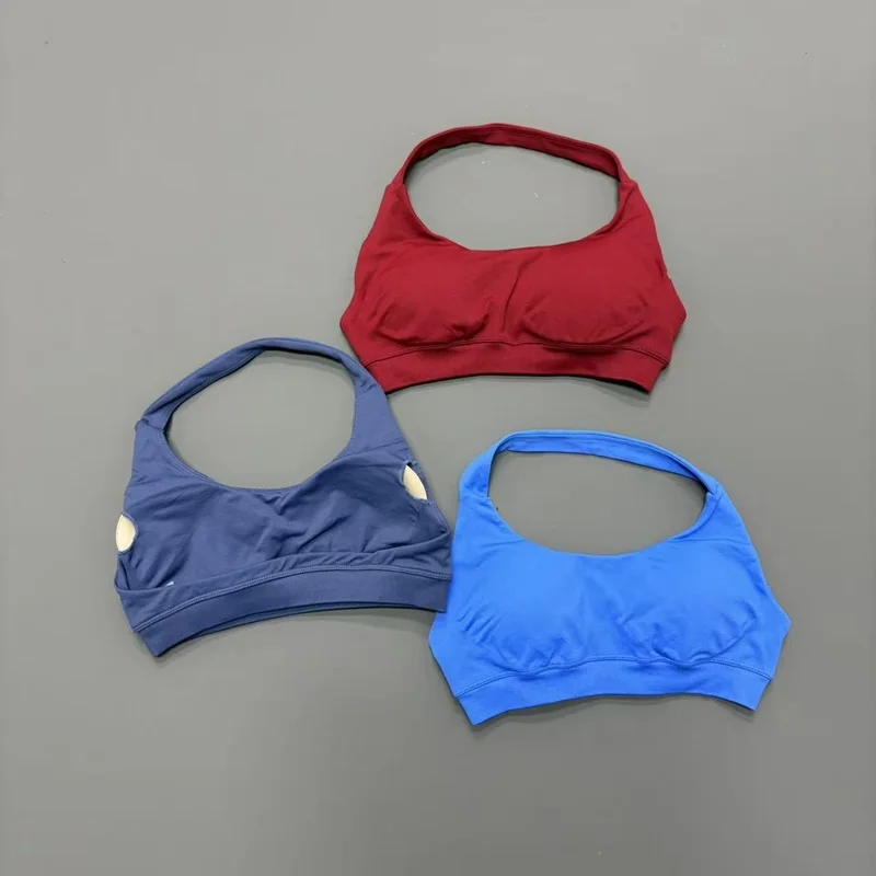 HISTELLO Sport-BH für Damen, nahtlos, Yoga-Unterwäsche, Neckholder-Riemen, offenes Rückendesign, Gym-Top, Workout, Fitness, Lauf-BH – Detail 7