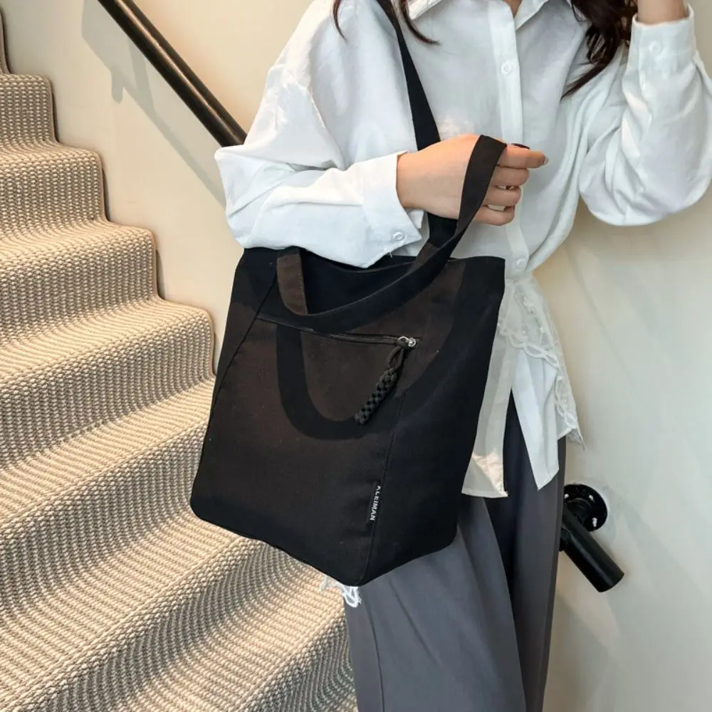 

Wheat Ear Zipper Canvas Tote Bag Large Capacity Waterproof One Shoulder Bag Lightweight Wear Resistant Women Handbag For Work