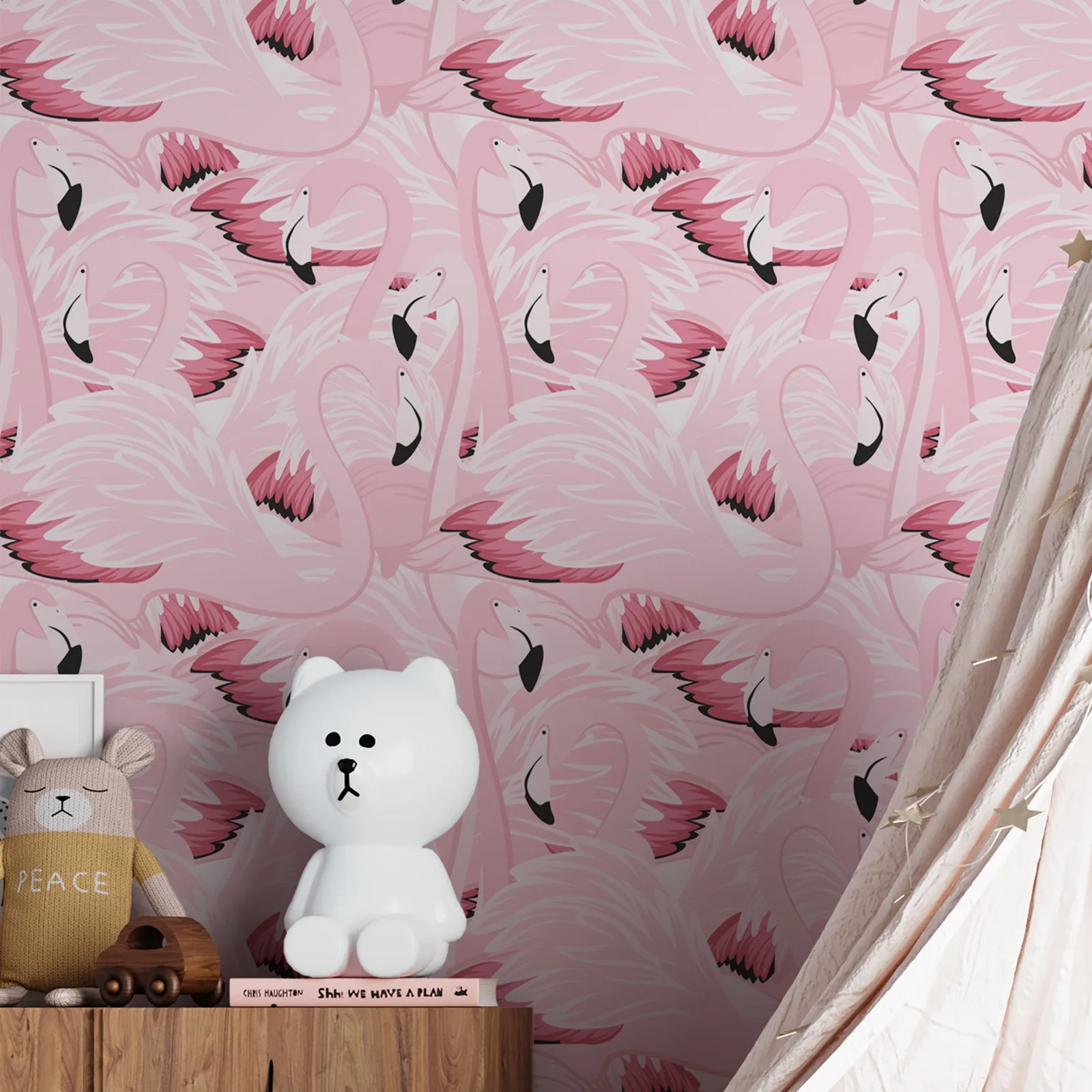 

Обои розового цвета для детских комнат, самоклеящиеся обои с рисунком фламинго для декора детской спальни или традиции, без наклеивания