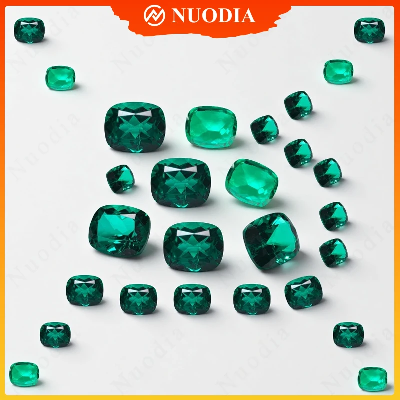 Lab Grown Colombian Emerald Stone Hydrothermal Inclusion  L-Cushion Cut For DIY Jewelry Making Materials With AGL Certificate