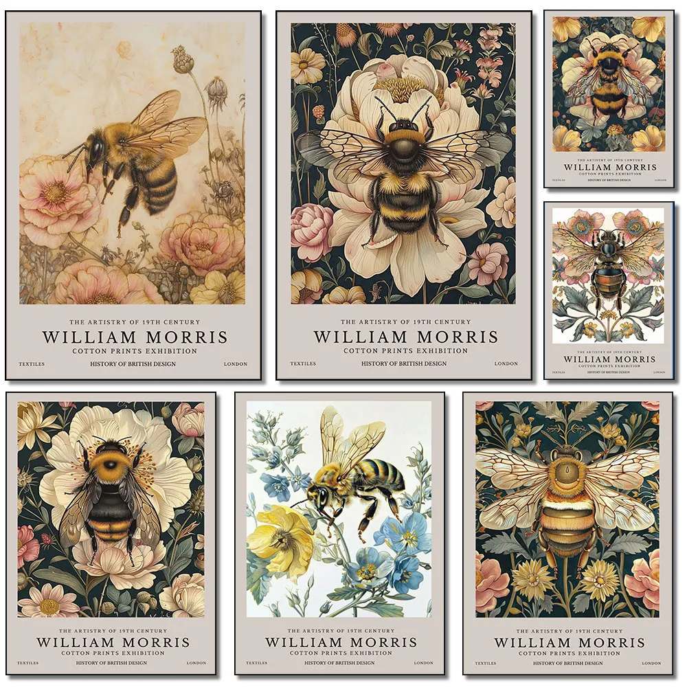 Flowers Poster Canvas Print Painting Wall Art Bedroom Study Studio Living Room Home Decoration Retro William Morris Bees and