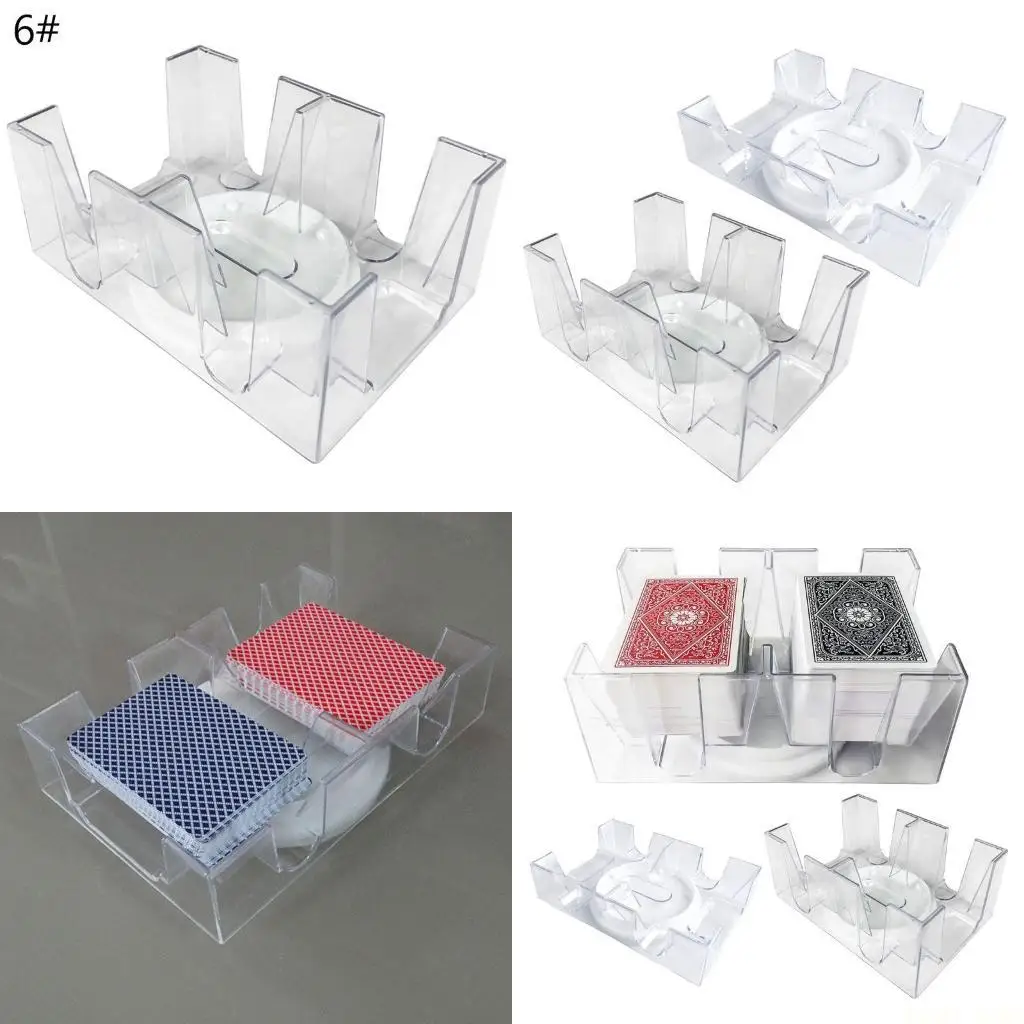

U2JB 2/6 Deck Game Card Holder Stand Revolving Rotating Canasta Playing Card Tray