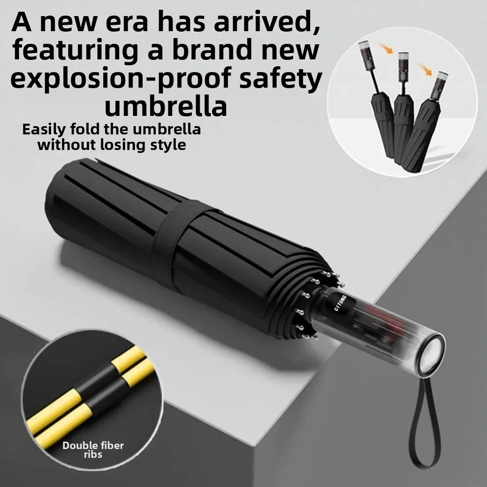 

Прозрачная механическая ручка, ветрозащитный, полностью автоматический зонт, 20-посиленная рама, солнцезащитный козырек, складной зонт