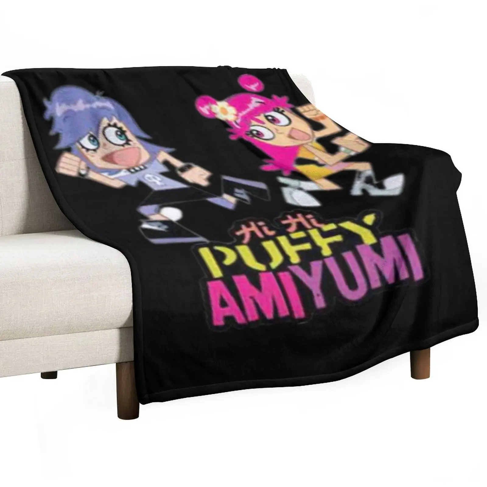 Hi Hi Puffy AmiYumi - hi!hi! puffy amiyumi - AmiYumi Show! Drawstring Throw Blanket Flannel Fabric manga Decoratives Blankets