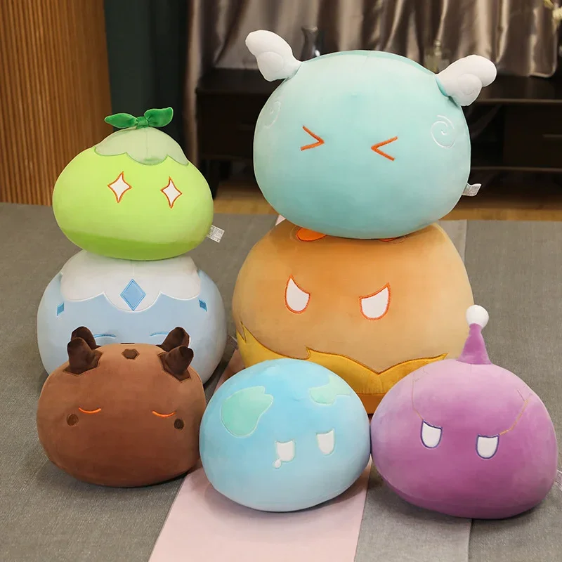 Genshin Ball Impact Slime Peluche pour Enfants, Lampe Anime, Oreiller Doux au Beurre, Peluche Kawaii, Jouets Ronds, 30 cm, 40 cm, 50cm