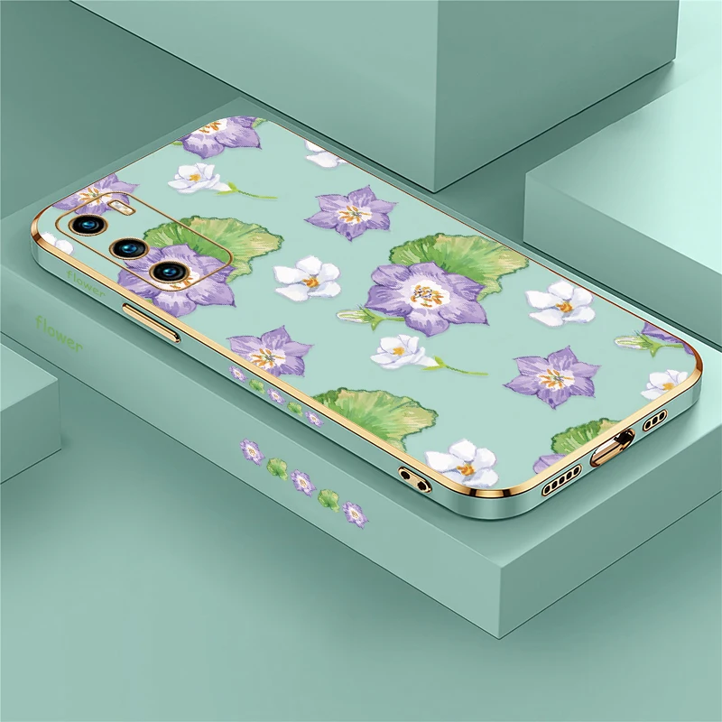 حافظة لهاتف هواوي P Smart 2021 Z Plus Pro 2019 P40 Lite P30 P20 Pro فاخرة مقاومة للصدمات من السيليكون غطاء مطبوع عليه زهور