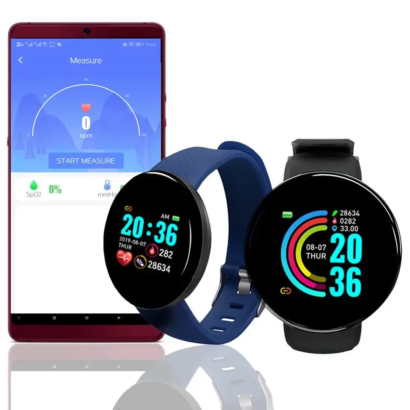 Wholesale D18 Smartwatch 10 Pcs Mixed Color Sports Smartband Custom Wallpaper APP FitPro USB Plug-in Charging Smartbracelet