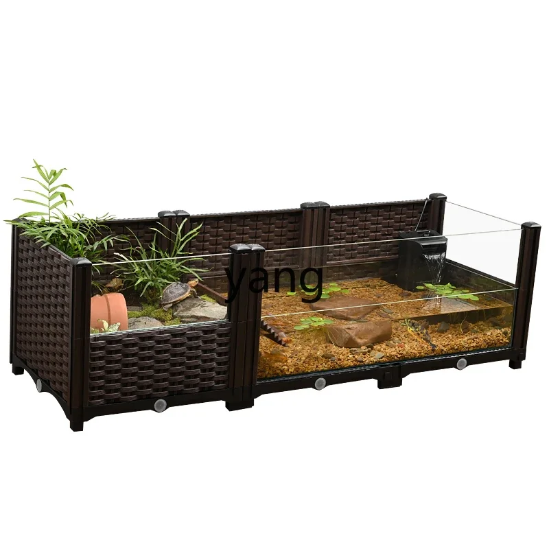 CX amphibious breeding tank for household raising yellow edge tortoises, large breeding box nest with drainage