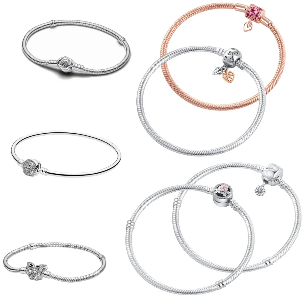 Hot Selling 925 Silver Flower Shaped, Leaf Shaped, Butterfly Bracelet, Suitable for European Women's Fashionable Luxury Jewelry