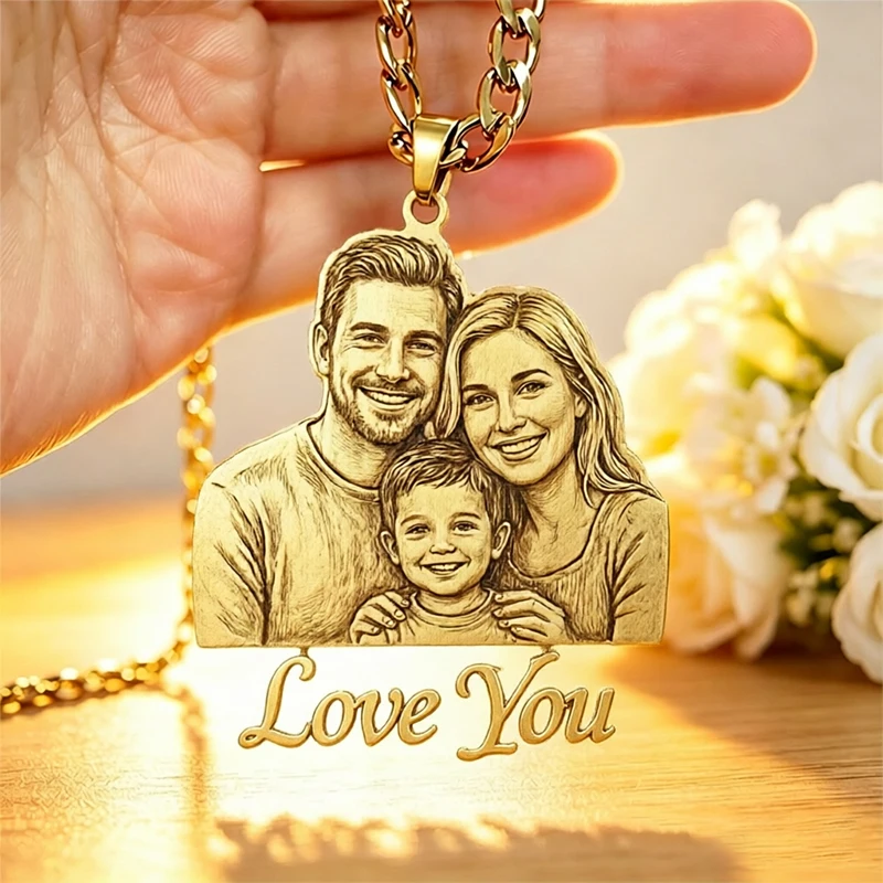 Collier personnalisé avec nom photo, pendentif souvenir, chaîne cubaine en acier inoxydable, collier avec plaque nominative, bijoux
