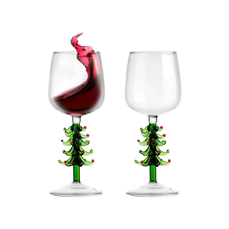 Creative Drinking Cup with Christmas Tree Statue Inside, Handleless Glass, Used for Drinking Wine, Cocktails, Water, and Milk