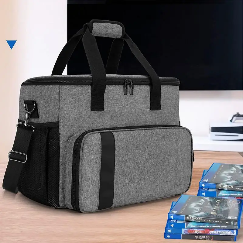 Game Console Bag ForPS5 Controller Travel Carrying Case Storage Backpack Hard Shell Protective Handbag With Multiple Pockets