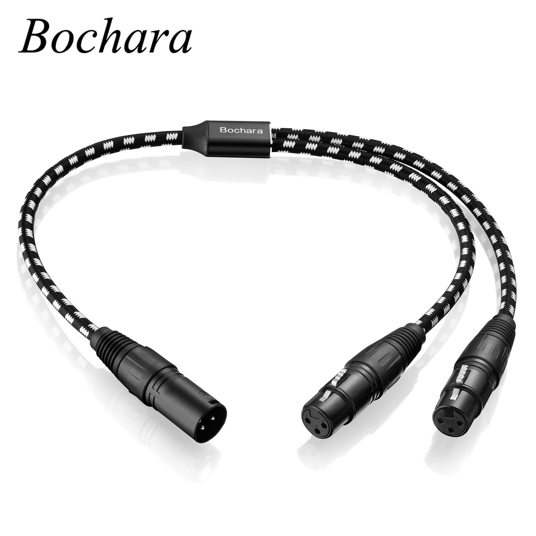 Bochara Braided XLR Male to Dual XLR Female 3pin Splitter Cable Dual(Foil+Braided) Shielded For Microphone Mixer Amplifier 50cm