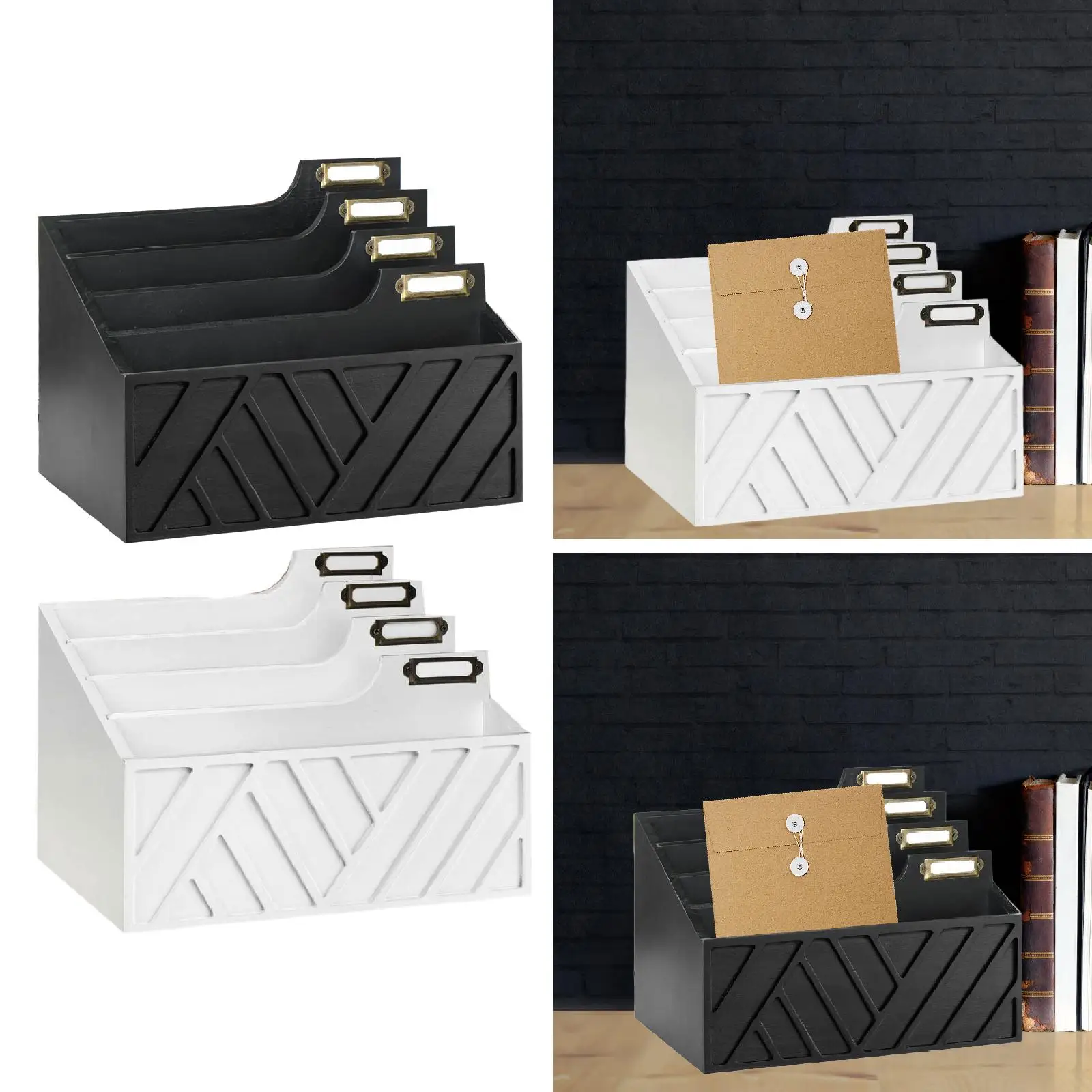 

Mail Organizer Countertop Rack Wooden Desk Organizer Mail Holder Accessories
