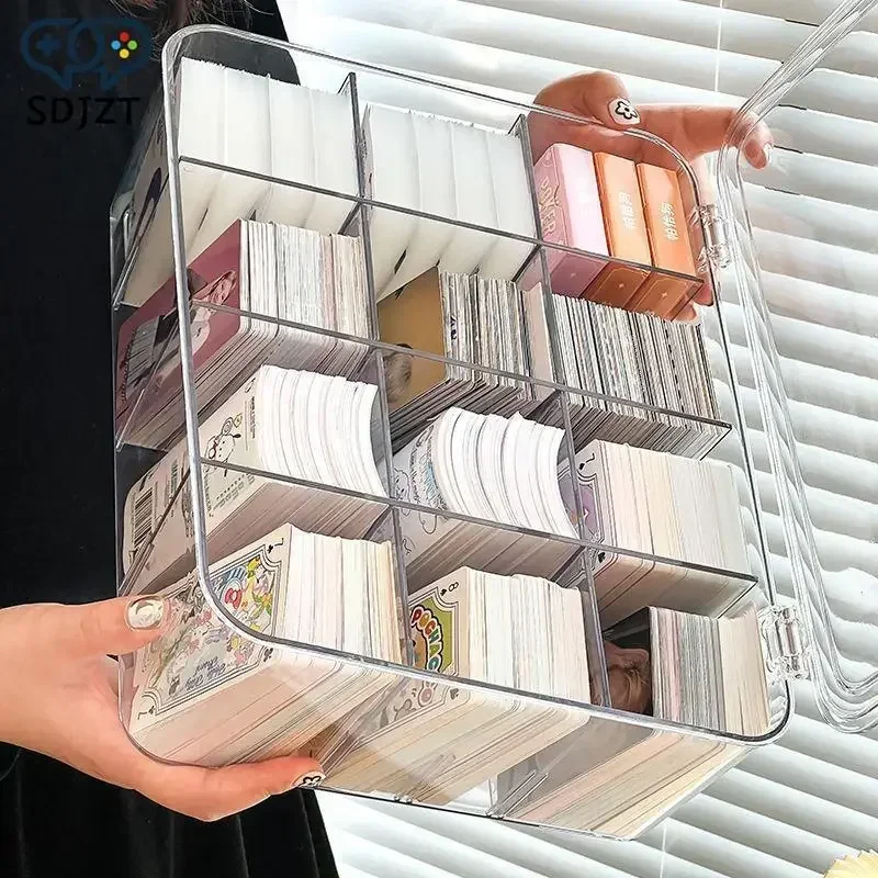 Acrylic Card Photocard Organizer Compartment Box Flip Photo Storage Transparent Display Blind