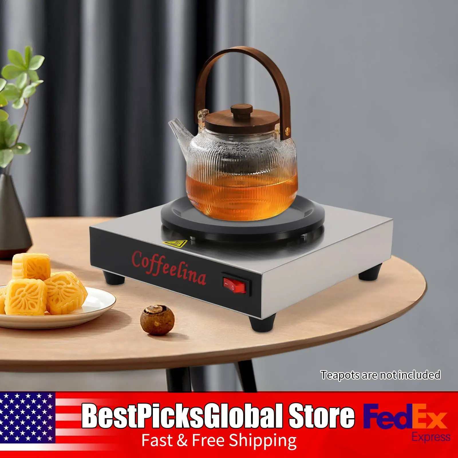 

80W Electric Coffee Warmer, Cup Warmer Heater, Non-Stick Coated Hot Plate for Mug, Office, Desk, 110V