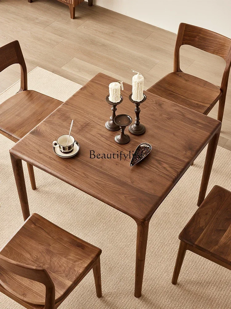 

Solid wood square table, simple North American black walnut retro Zen small table for home use