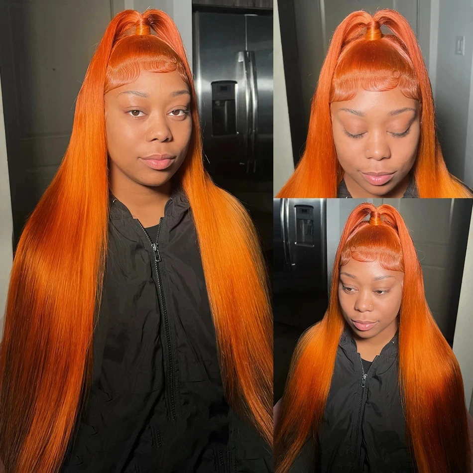 Havren Straight Wig 350 Orange Ginger Human Hair Wig Body Wave Lace Front Wig 13x6 Deep Wave Wigs Curly Wigs Colored Brazilian image 2