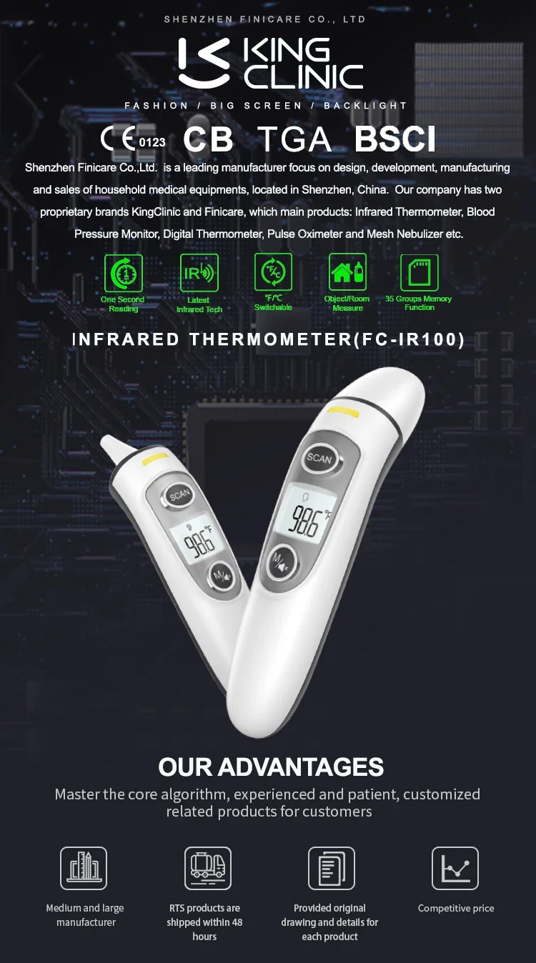 Elektronisches Infrarot-Thermometer, hochpräzises berührungsloses Thermometer mit schneller Messung, Ohrthermometer für Erwachsene und Kinder