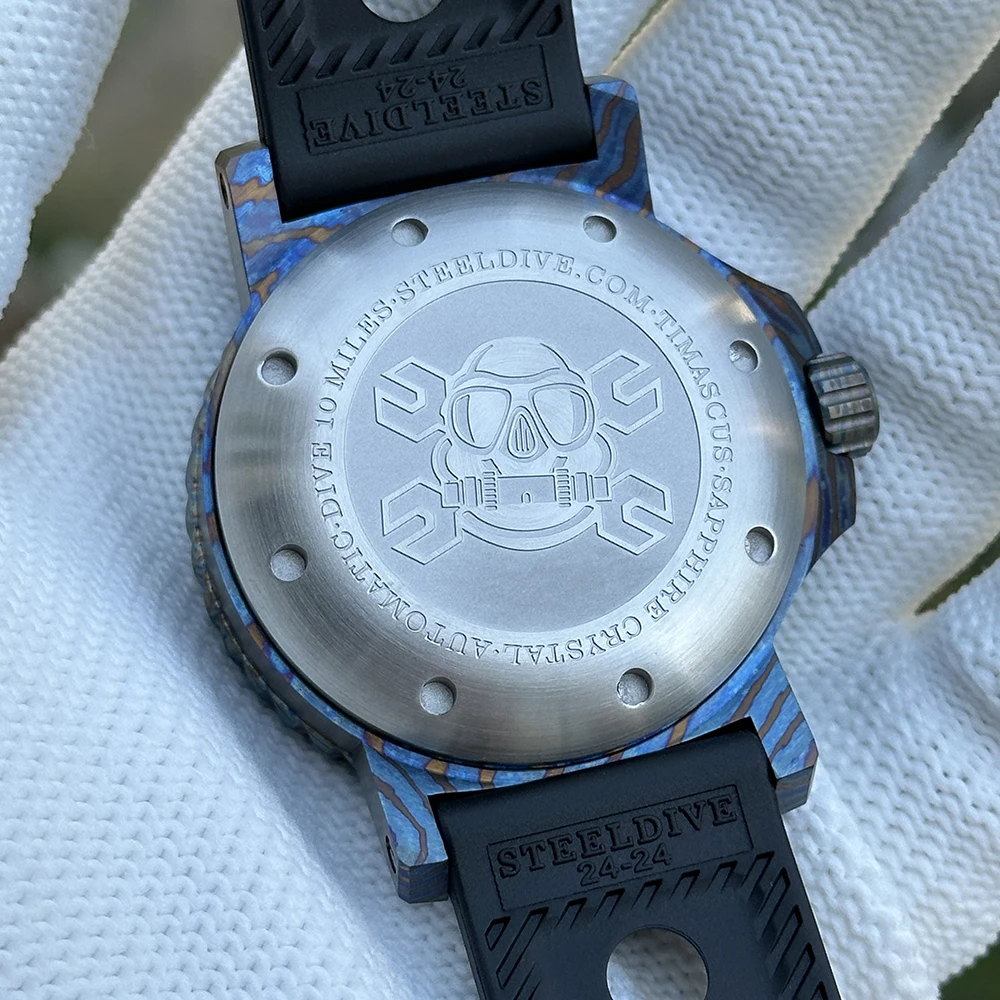 STEELDIVE 남자 딥 다이브 시계 자동 기계식 손목 시계 티타늄 다마스커스 케이스 1000ATM BGW-9 빛나는 사파이어 NH35