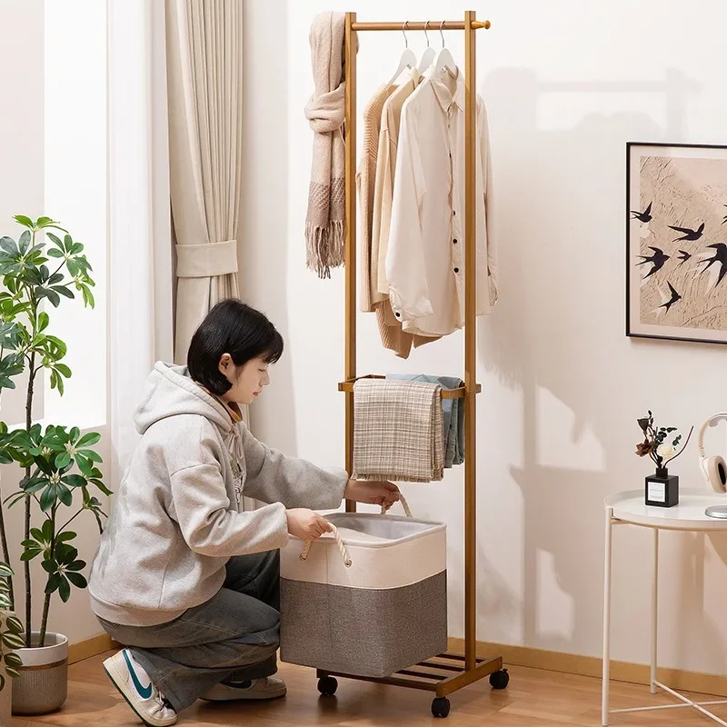Simple coat rack Floor-to-ceiling hanger Bedroom Vertical removable hanger Household storage Simple rental house wardrobe
